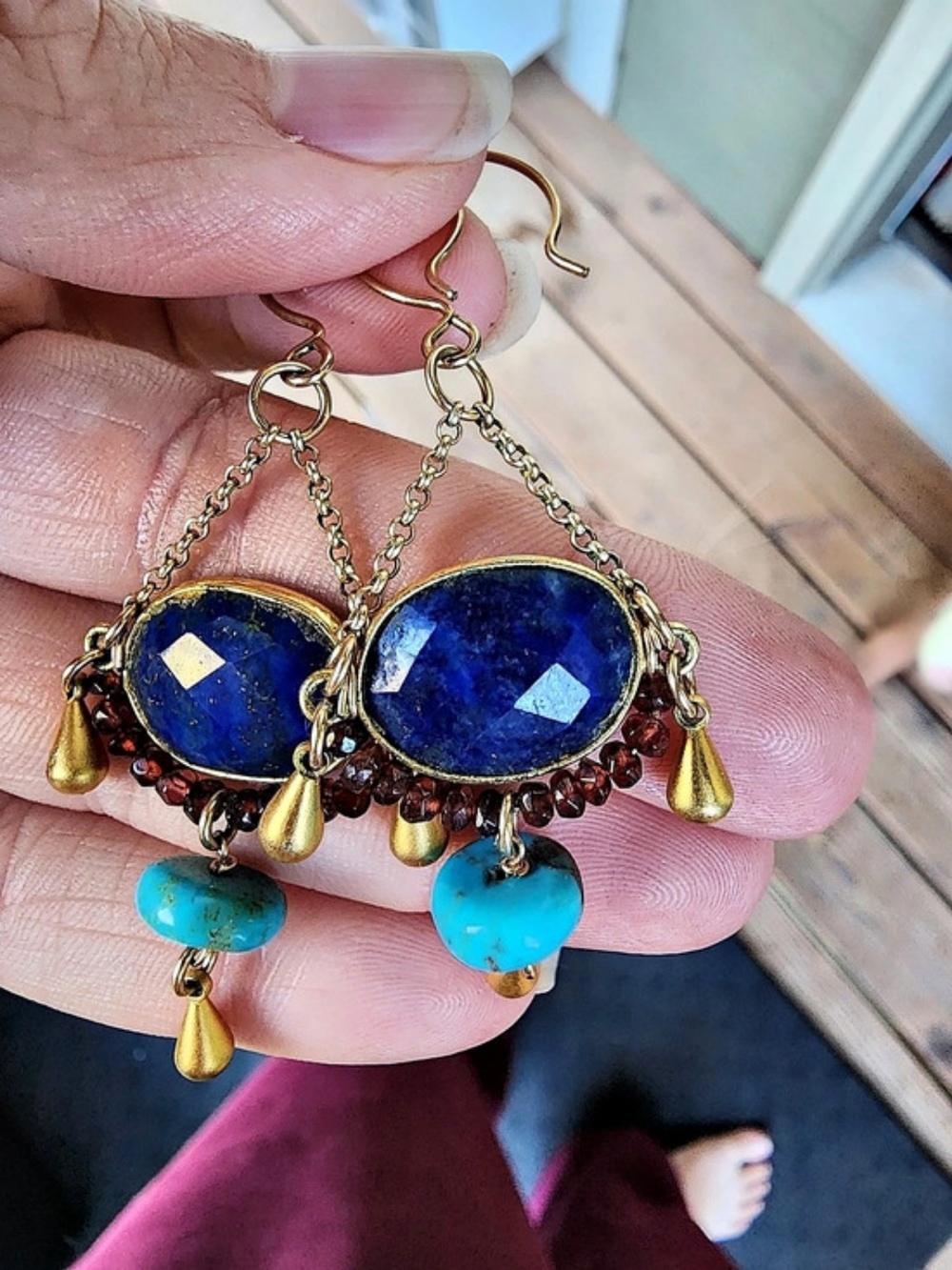 Lapis And Turquoise Dangle Earrings